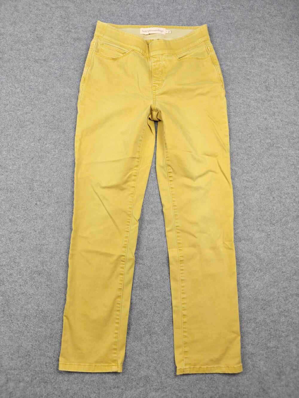 Soft Surroundings Pants Womens Small Yellow Chino Slim Stretch Pull On 28x28